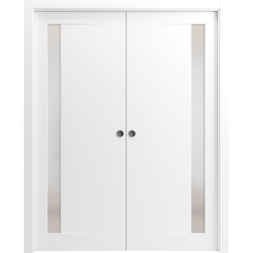 SARTODOORS Sliding French Double Pocket Doors Planum Painted White